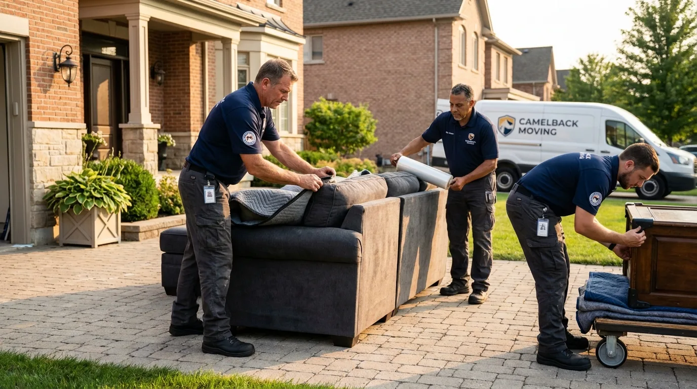 Large estate moving crew wrapping furniture in Rock Hill, NY